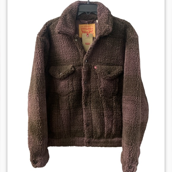 Levi's Men’s Cozy Vintage Relaxed Sherpa Trucker Jacket $108 new with tags - Picture 1 of 6